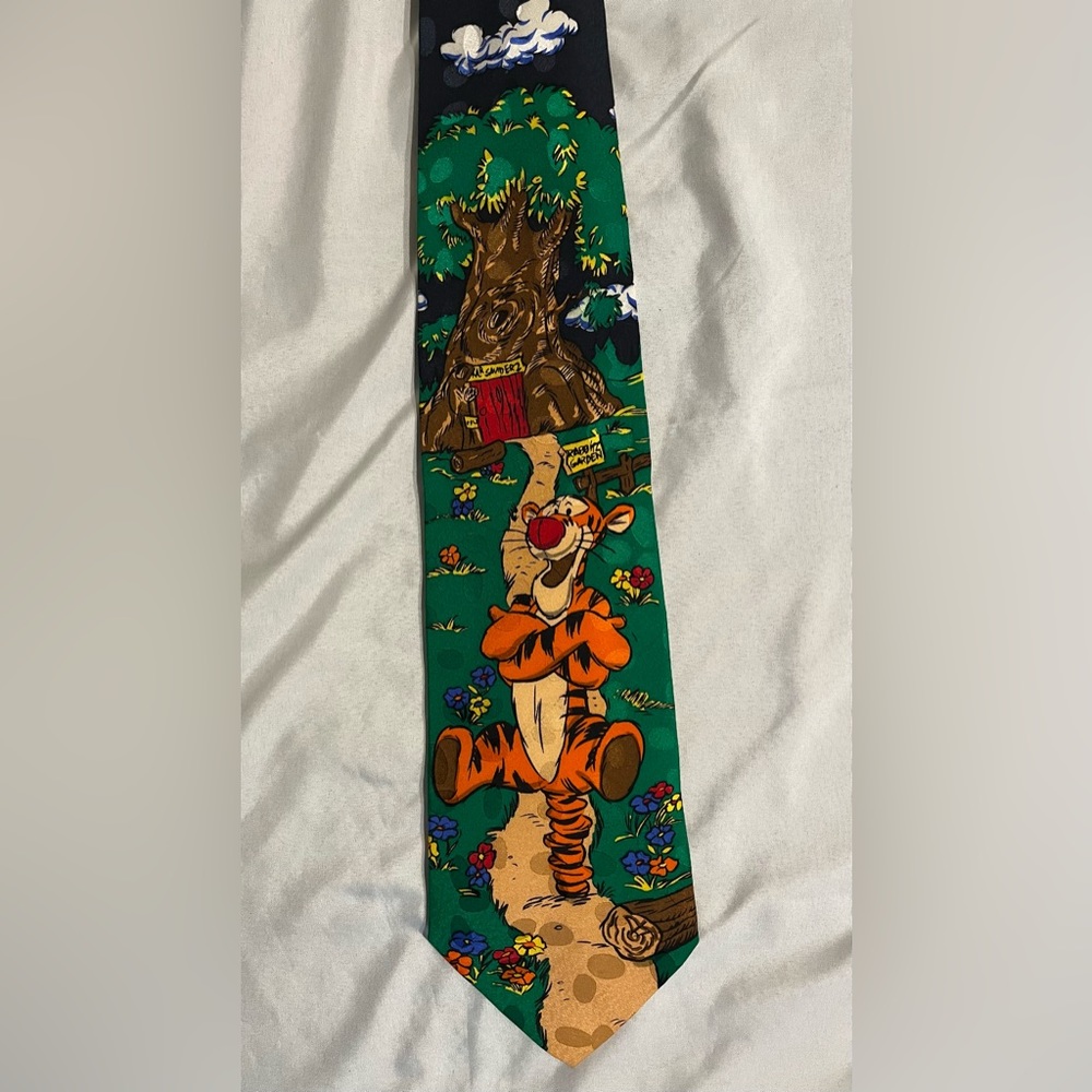 Vintage Disney Winnie the Pooh handmade silk tie with Tigger